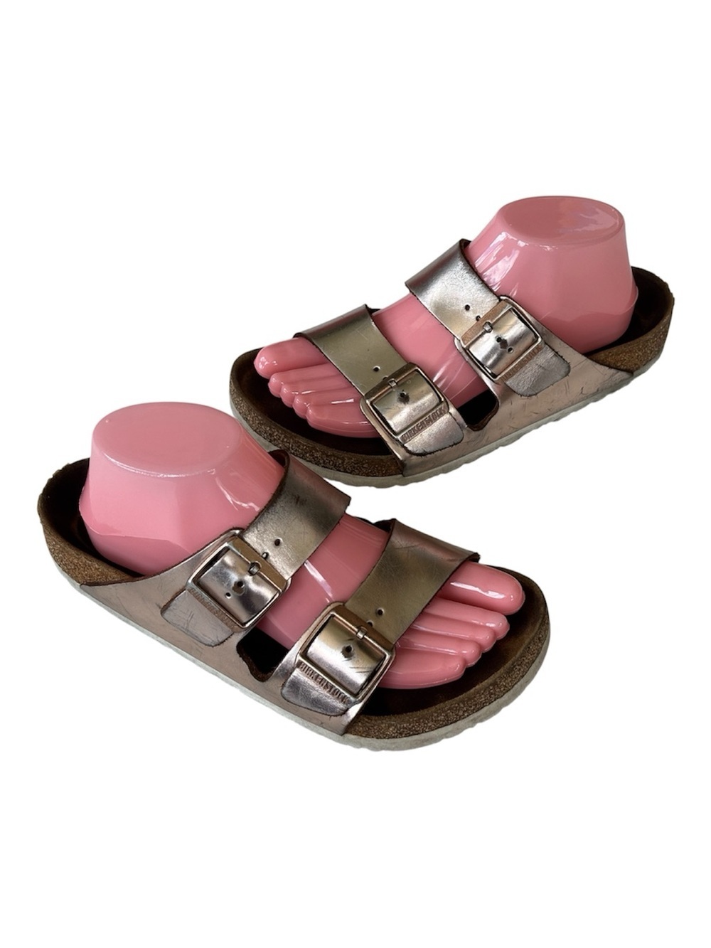 Birkenstock Arizona Metallic Copper Rose Gold Sandals Size 38 US 7 7.5 Slide